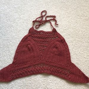 Red crotchet top